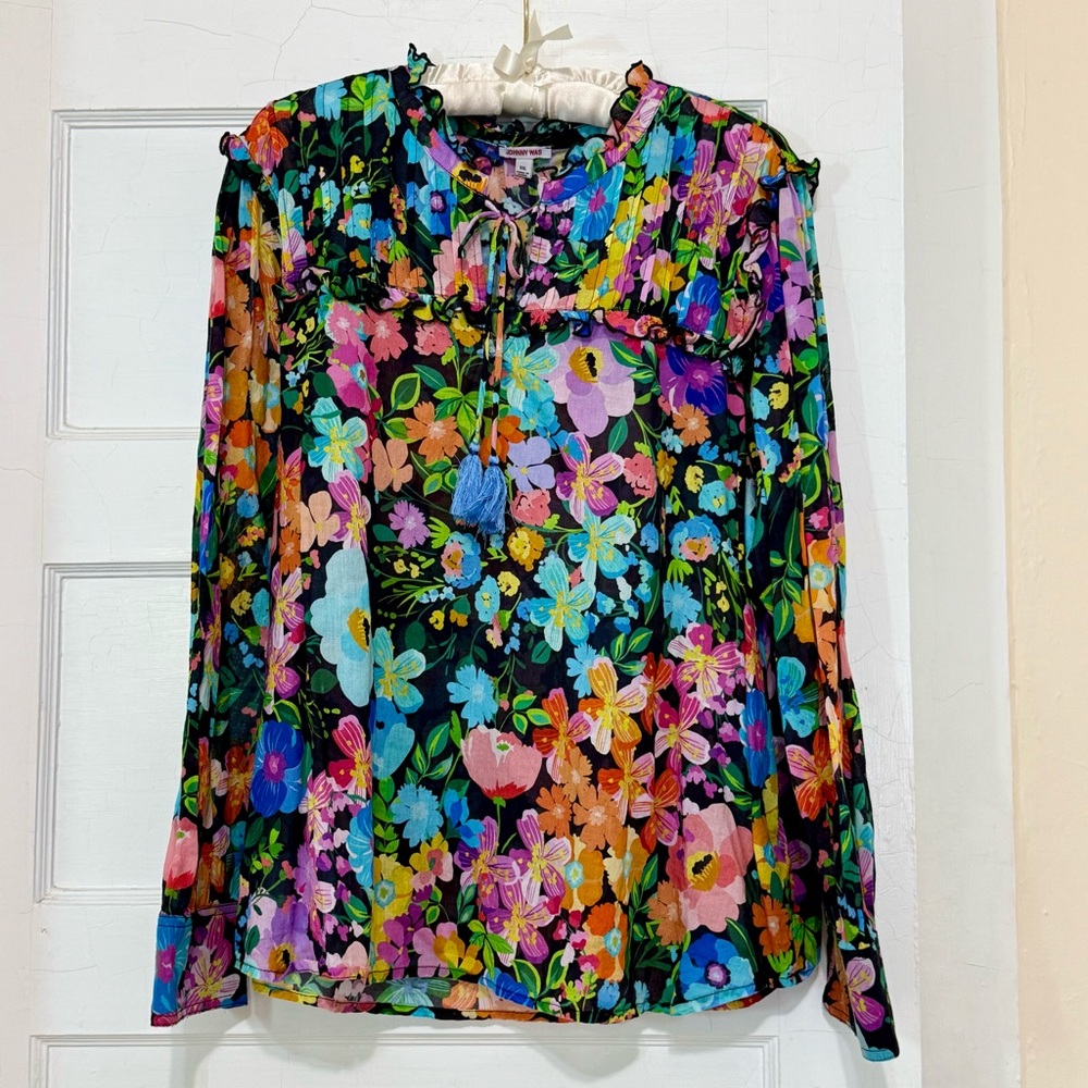 Johnny Was Wild Bloom Ruffle Yoke Blouse XXL - Picture 7 of 15